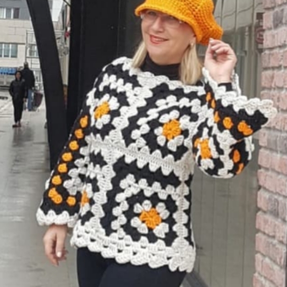 Granny square sweater and hat - Picture 3 of 3